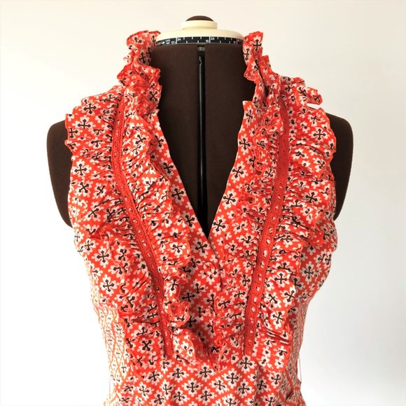 Orange Print Ruffled Halter Top Size M - Picture 2 of 8